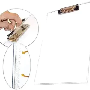 transparent plastic clipboard with metal clip