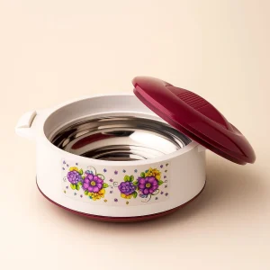 insulated stainless steel hot pot | floral design casserole for chapati & food storage
