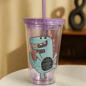 kids cute dino sipper tumbler cup