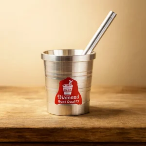 diamond stainless steel mortar & pestle (khalbatta)