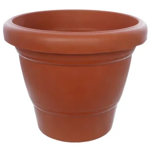 plastic garden flower pot (brown)